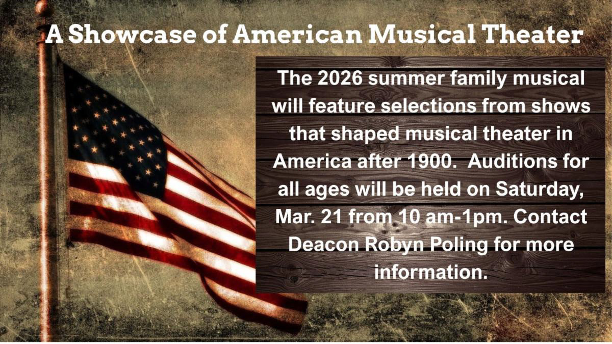 A Showcase of American Musical Theater Auditions March 21 from 10 AM to 1 PM