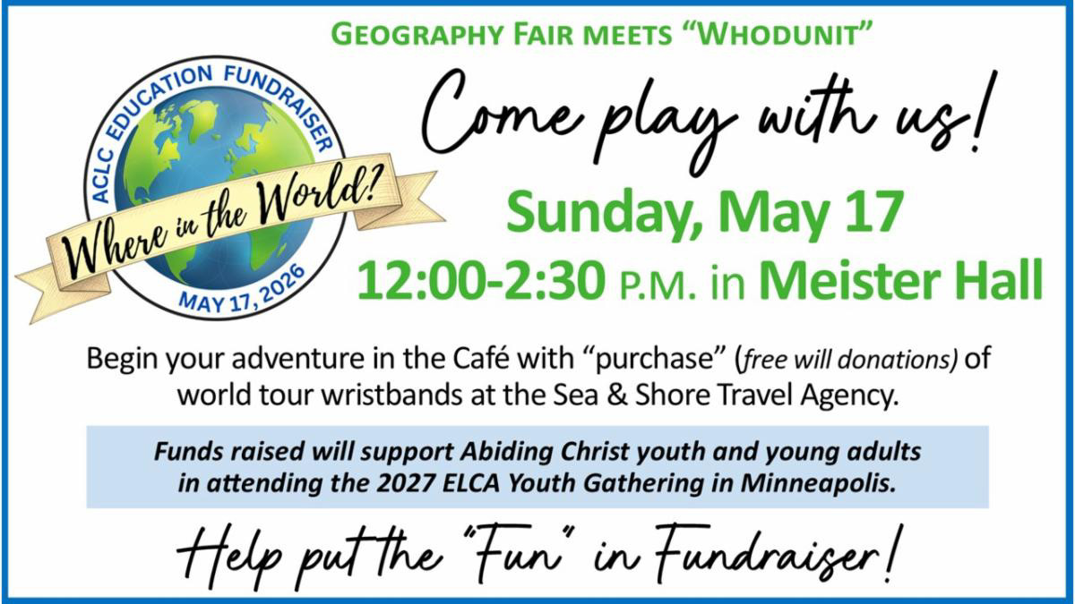 Come Play With Us Sunday May 17 12-2:30 PM in Meister Hall