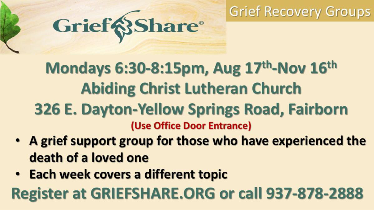 GriefShare Mondays August 17th - November 16th